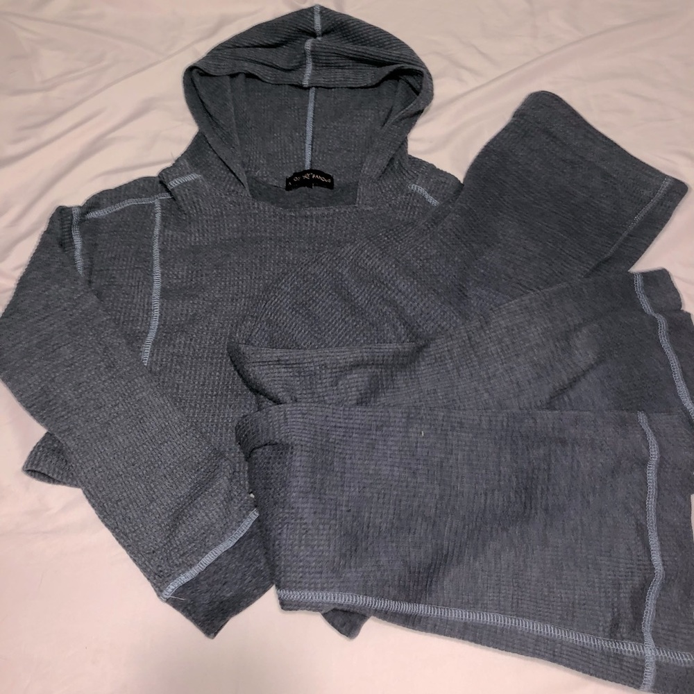 Two piece  hoodie crop top with flair leggings